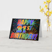 Regenboogpatroon "GEFELICITEERD MET JE 21E VERJAAR Kaart (Gele Bloem)