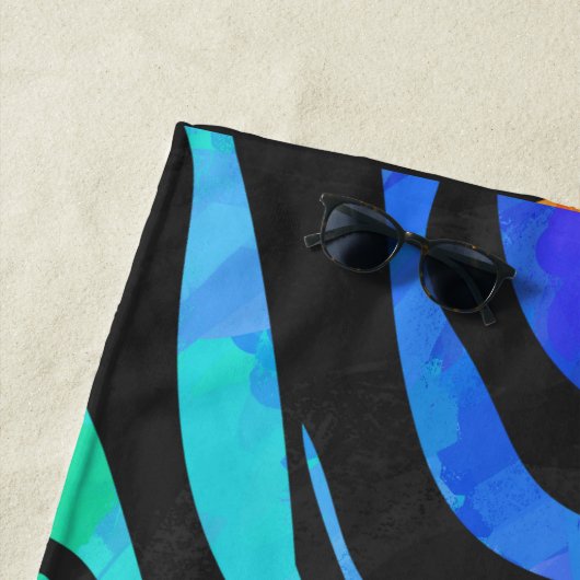 Regenboogpatroon, Zebra geschilderd Strandlaken (In situ)