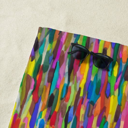 Regenboogpenseelstreken Strandlaken (In situ)