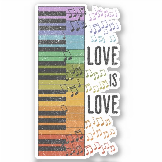 Regenboogpiano Sticker (Voorkant)