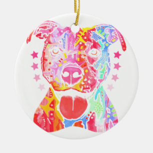 RegenboogPitbull Keramisch Ornament