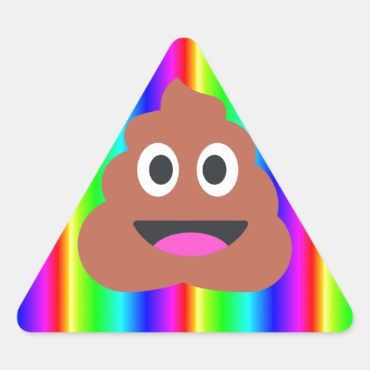 regenboogpoep emoji driehoek sticker (Voorkant)