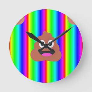 regenboogpoep emoji ronde klok