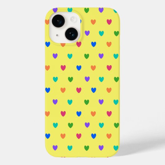 Regenboogpolka harten op geel Case-Mate iPhone case (Achterkant)