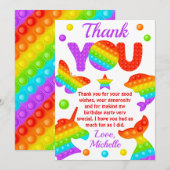 RegenboogPop Fidget Speelgoed Birthday Party Bedankkaart (Voorkant / Achterkant)