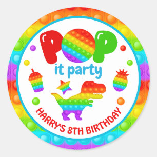 RegenboogPop Fidget Speelgoed Birthday Party Ronde Sticker