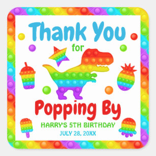 RegenboogPop Fidget Speelgoed Birthday Party Vierkante Sticker