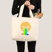 regenboogpuke emoji grote tote bag (Voorkant (product))