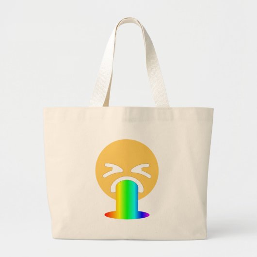 regenboogpuke emoji grote tote bag (Voorkant)