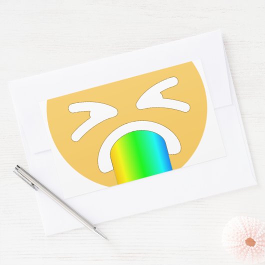 regenboogpuke emoji rechthoekige sticker (Envelop)