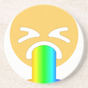 regenboogpuke emoji zandsteen onderzetter