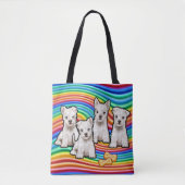 Regenboogpups medium Canvas tas. Draagtas (Voorkant)
