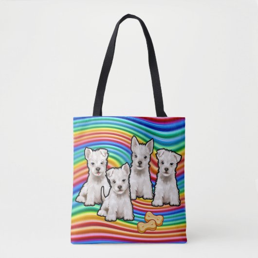 Regenboogpups medium Canvas tas. Draagtas (Voorkant)