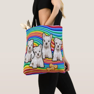 Regenboogpups medium Canvas tas. Draagtas