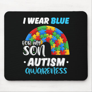 Regenboogpuzzel Autisme Ik Draag blauw voor zoon A Muismat