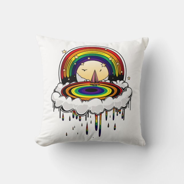 Regenboogregenval Kussen (Voorkant)