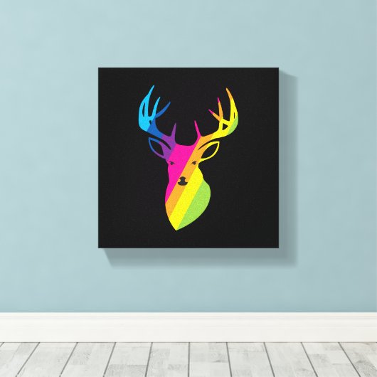 Regenboogrenrenrendier Canvas Afdruk (Insitu (Houten vloer))