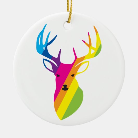 Regenboogrenrenrendier Keramisch Ornament (Voorkant)