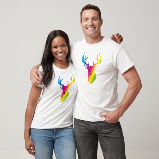 Regenboogrenrenrendier T-shirt (Unisex)