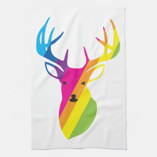 Regenboogrenrenrendier Theedoek