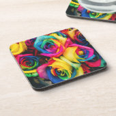 RegenboogRozen Bouquet Bier Onderzetter (Linkerzijde)