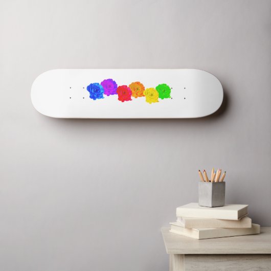 RegenboogRozen Skateboard (Muurkunst (Horizontaal))