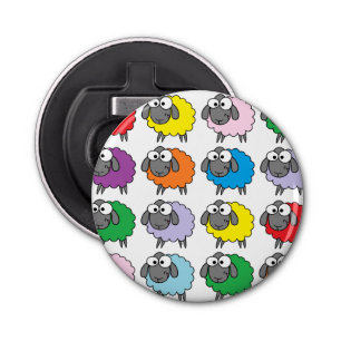 Regenboogschaap Button Flesopener