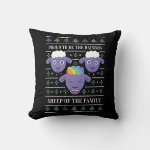 RegenboogSchaap van de Familie Lelijke Kerst  Kussen