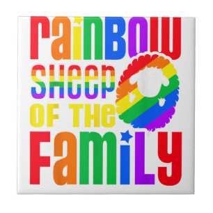 Regenboogschapen van de familie LGBT Pride Tegeltje