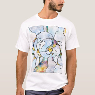 Regenboogscherven, glas in lood eenheid t-shirt