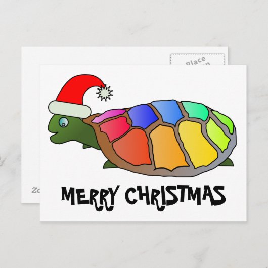 Regenboogschildpad met Santa Hat Feestdagenkaart (Voorkant / Achterkant)