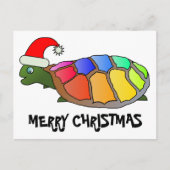 Regenboogschildpad met Santa Hat Feestdagenkaart (Voorkant)