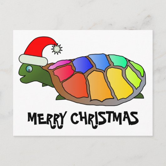 Regenboogschildpad met Santa Hat Feestdagenkaart (Voorkant)