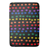 RegenboogSnoep Stippen op zwart Badmat (Voorkant Verticaal)