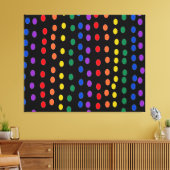 RegenboogSnoep Stippen op zwart Canvas Afdruk (Insitu (Woonkamer))