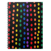 RegenboogSnoep Stippen op zwart Notitieboek (Voorkant)