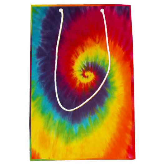 Regenboogspiraal Tie Dye Groovy Kleurrijk Medium Cadeauzakje (Voorkant)