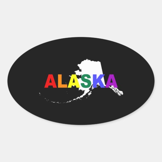 Regenboogstaat Alaska 2 Ovale Sticker (Voorkant)