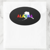 Regenboogstaat Alaska 2 Ovale Sticker (Tas)