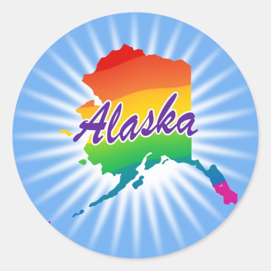 Regenboogstaat Alaska Ronde Sticker (Voorkant)