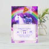 Regenboogstang in de ruimte met een eenhoorn kaart (Staand voorkant)