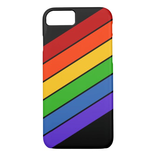 Regenboogstaven diagonaal zwart Case-Mate iPhone case (Achterkant)