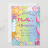 Regenboogsterren die schattige uitnodiging op de d (Voorkant)