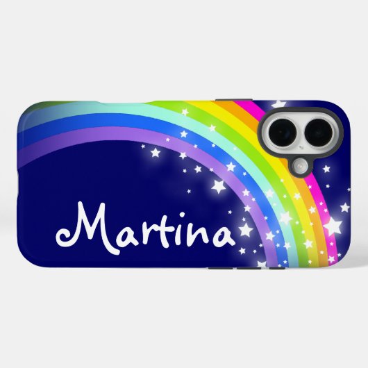 Regenboogsterren op aangepaste naam marine Case-Mate iPhone case (Achterkant (horizontaal))