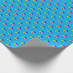 regenboogsterren op aquablauw cadeaupapier
