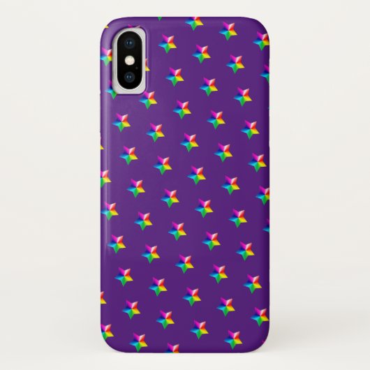 regenboogsterren op paarse Hoesje-Mate iPhone case (Achterkant)