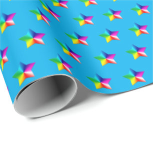 regenboogsterren op waterpakpapier cadeaupapier