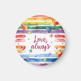 Regenboogsticker 'Liefde Altijd', Waterverf Hart Magneet