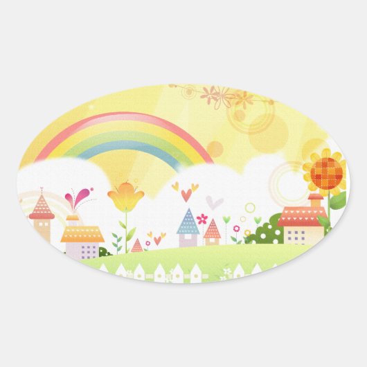 regenboogstickers ovale sticker (Voorkant)