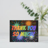 Regenboogstijl "DANK JE WEL ZO VEEL!", Vuurwerk Ui Briefkaart (Staand voorkant)